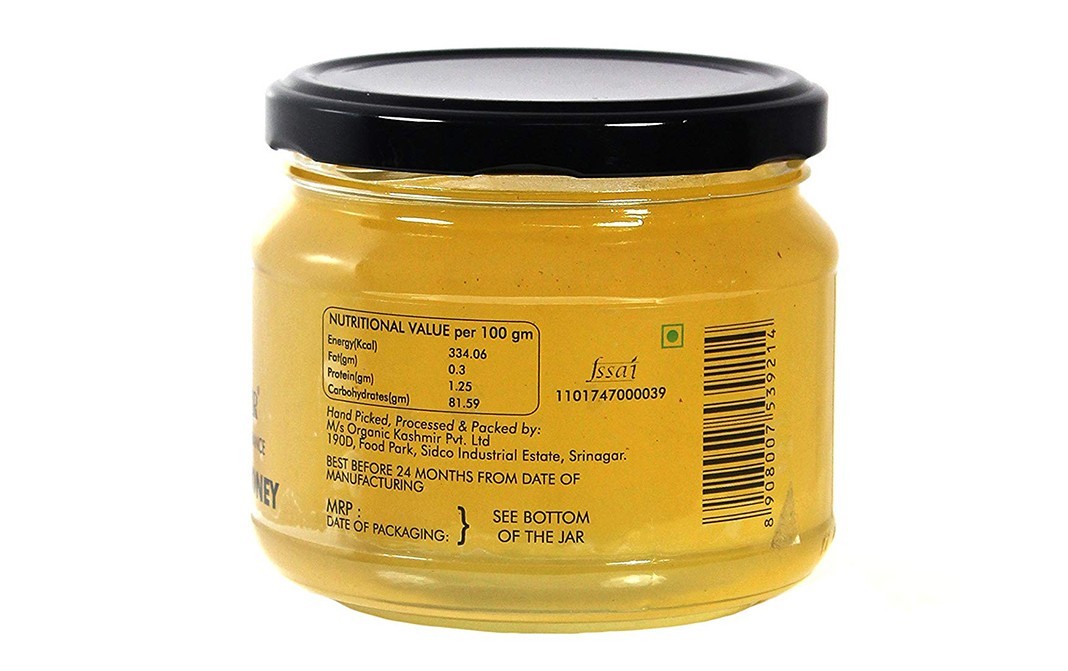Organic Kashmir Himalayan White Honey    Glass Jar  400 grams